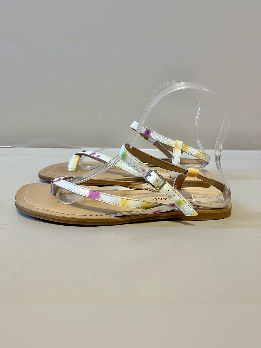 Lucky Brand Bylee flat Sandals White Tie-Dye Print Women’s Sz 8M‎